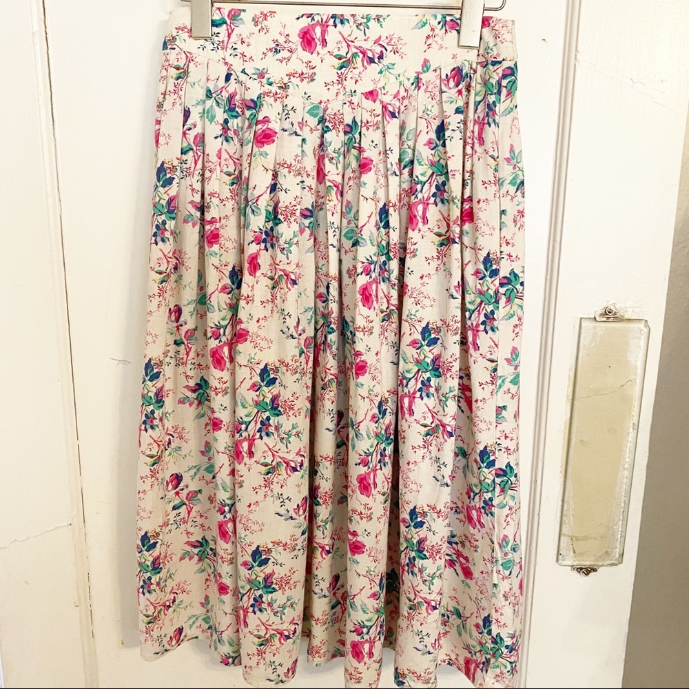 St Michael Vintage 80s Floral Midi Skirt Size Vintage 14